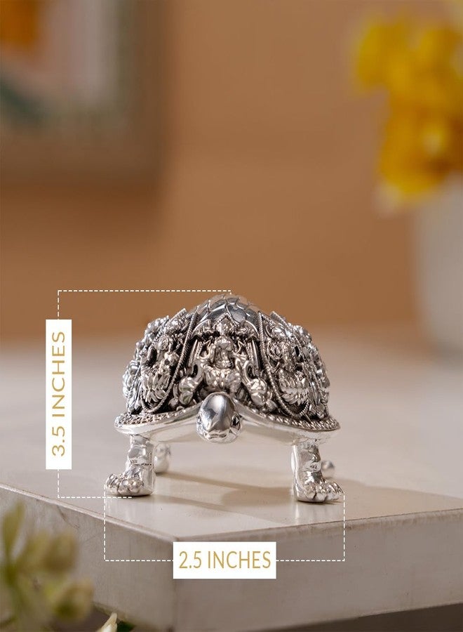 Svastika Silver-Plated Ashtalakshmi Kurma Tortoise | 3.5 Inch Vastu Idol with 8 Lakshmi Avatars for Wealth & Prosperity | Spiritual Home Decor - Image 2